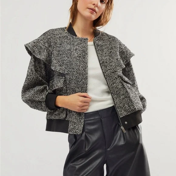 NWT Anthropologie Driftwood Frill Bomber Jacket XL - Picture 2 of 8